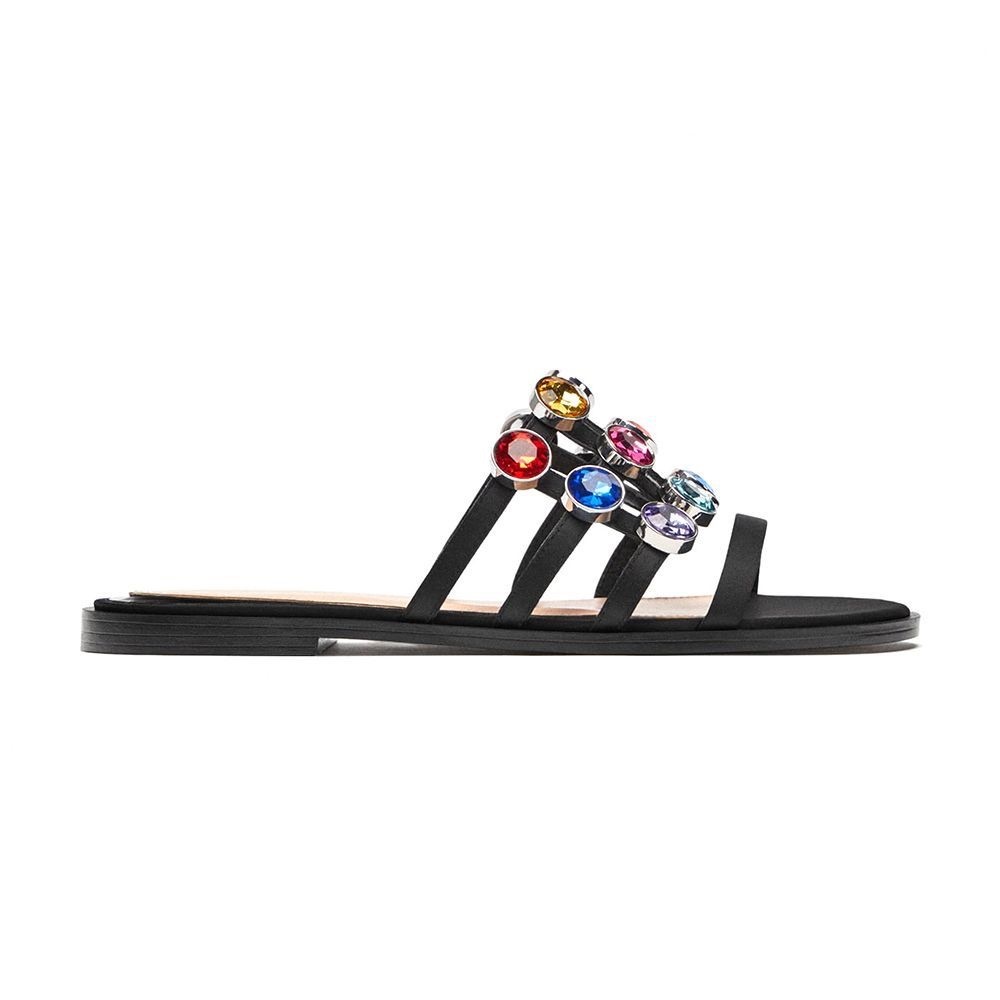 Zara multi color jewel flat sandals. Worn twice, in like new condition! - Picture 3 of 4